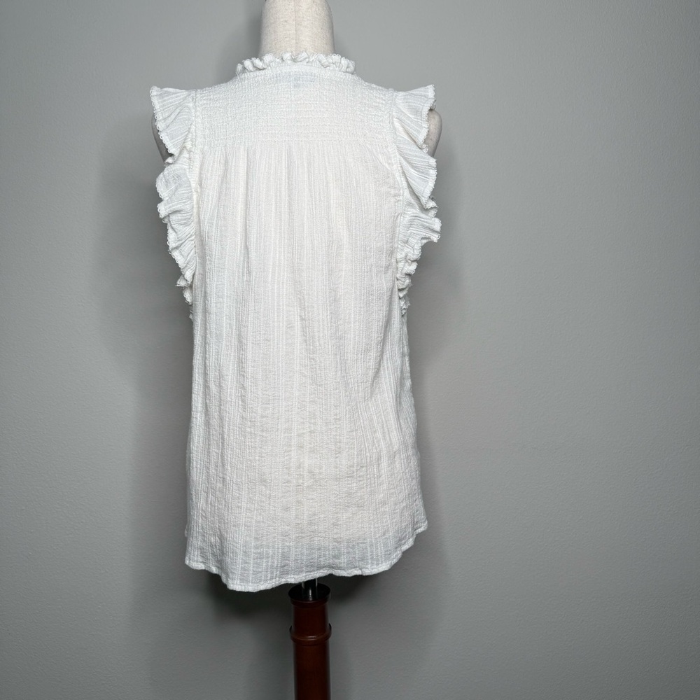 ME+EM Cream Ruffled Sleeveless Button-Front Blouse - Picture 3 of 6